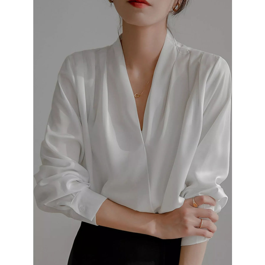 Long Sleeve Satin Blouse Apparel and Accessories