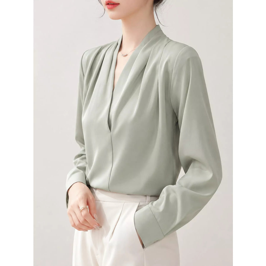 Long Sleeve Satin Blouse Apparel and Accessories