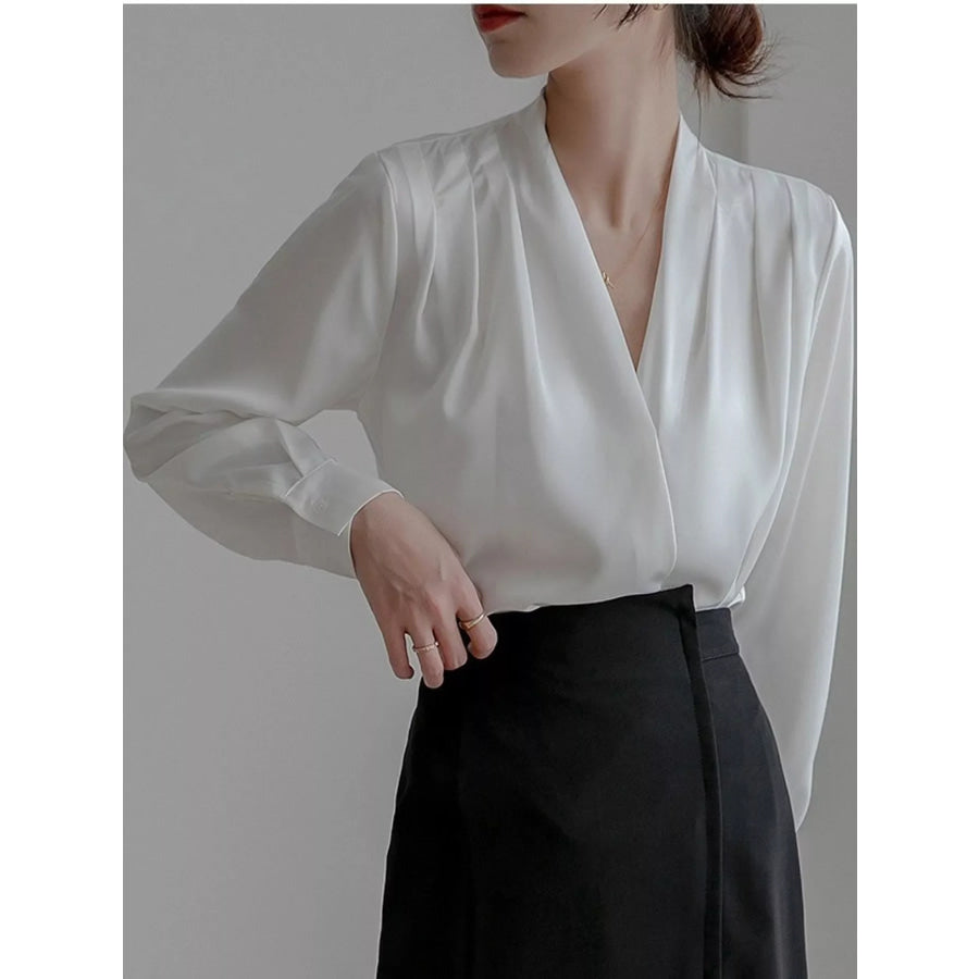 Long Sleeve Satin Blouse Apparel and Accessories