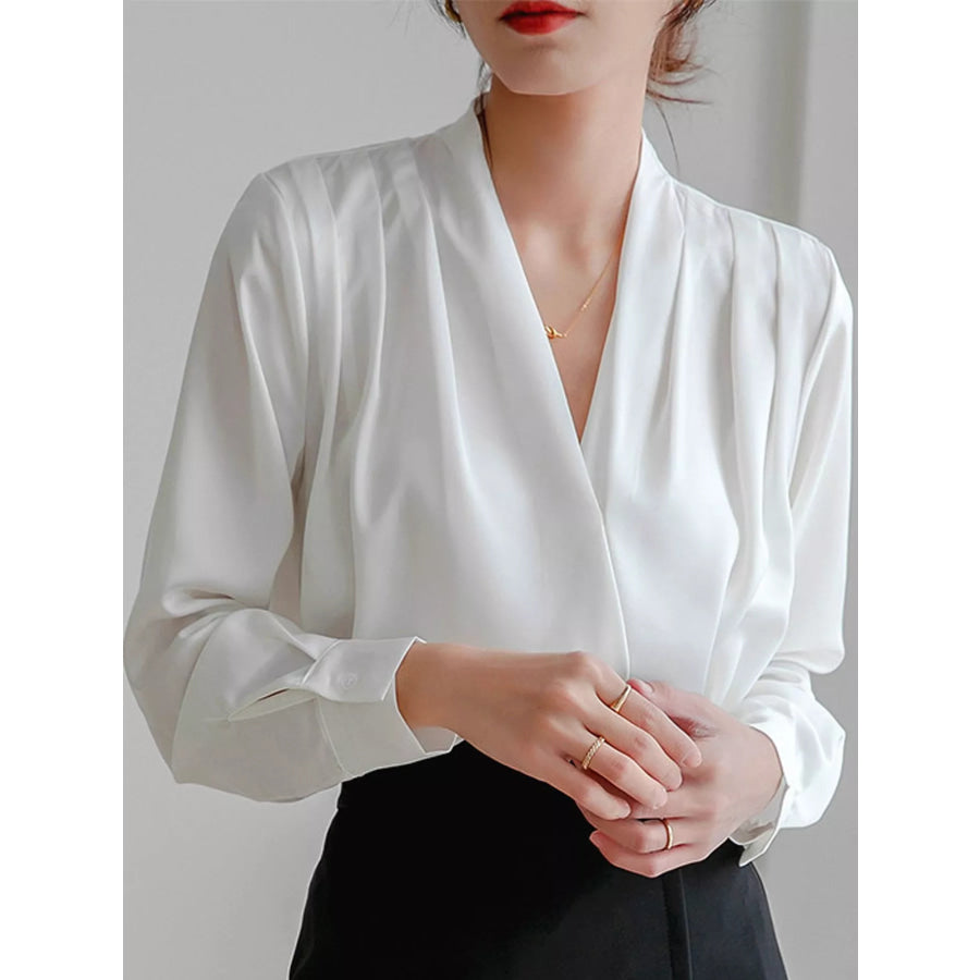 Long Sleeve Satin Blouse Apparel and Accessories