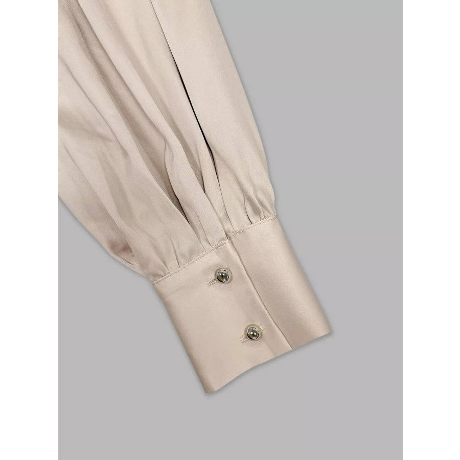 Long Sleeve Satin Ruched Midi Dress Apparel and Accessories