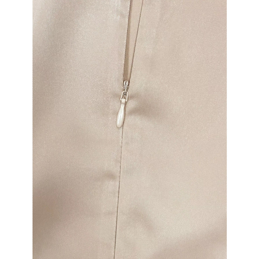 Long Sleeve Satin Ruched Midi Dress Apparel and Accessories