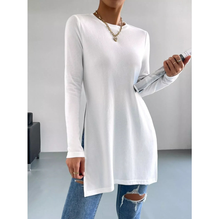 Long Sleeve Side Slit T-Shirt Apparel and Accessories