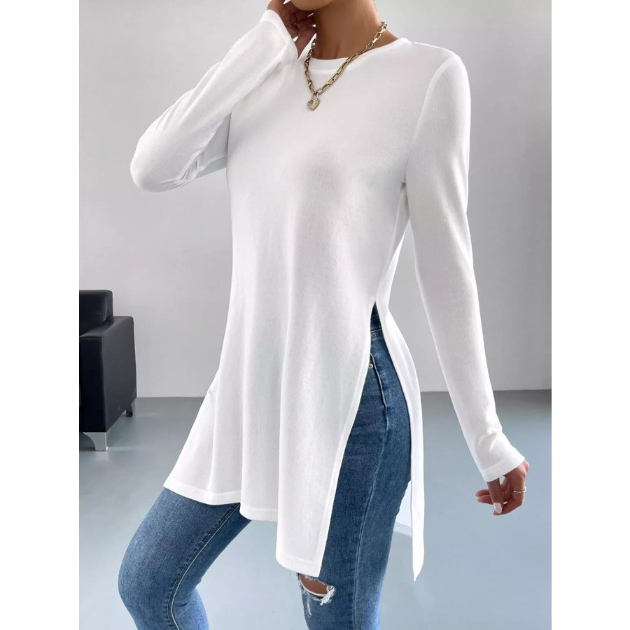 Long Sleeve Side Slit T-Shirt Apparel and Accessories