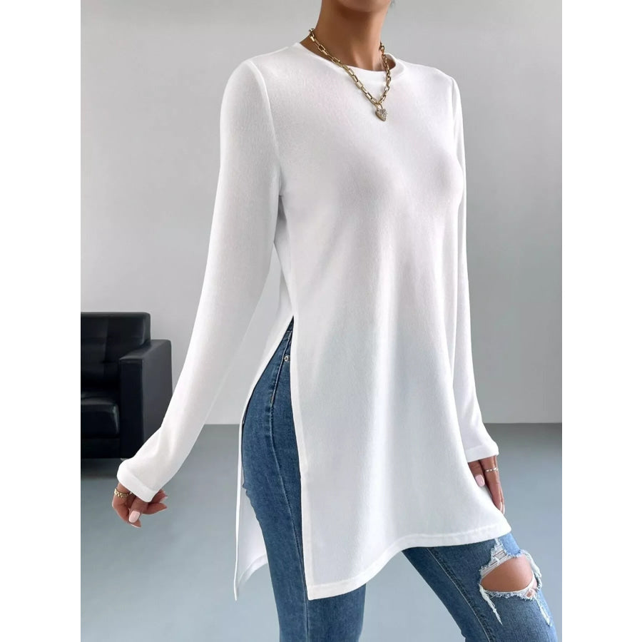Long Sleeve Side Slit T-Shirt Apparel and Accessories