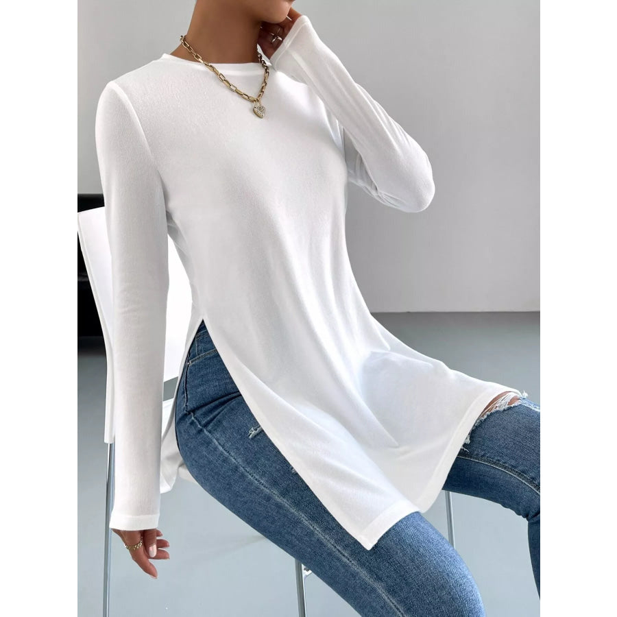 Long Sleeve Side Slit T-Shirt Apparel and Accessories