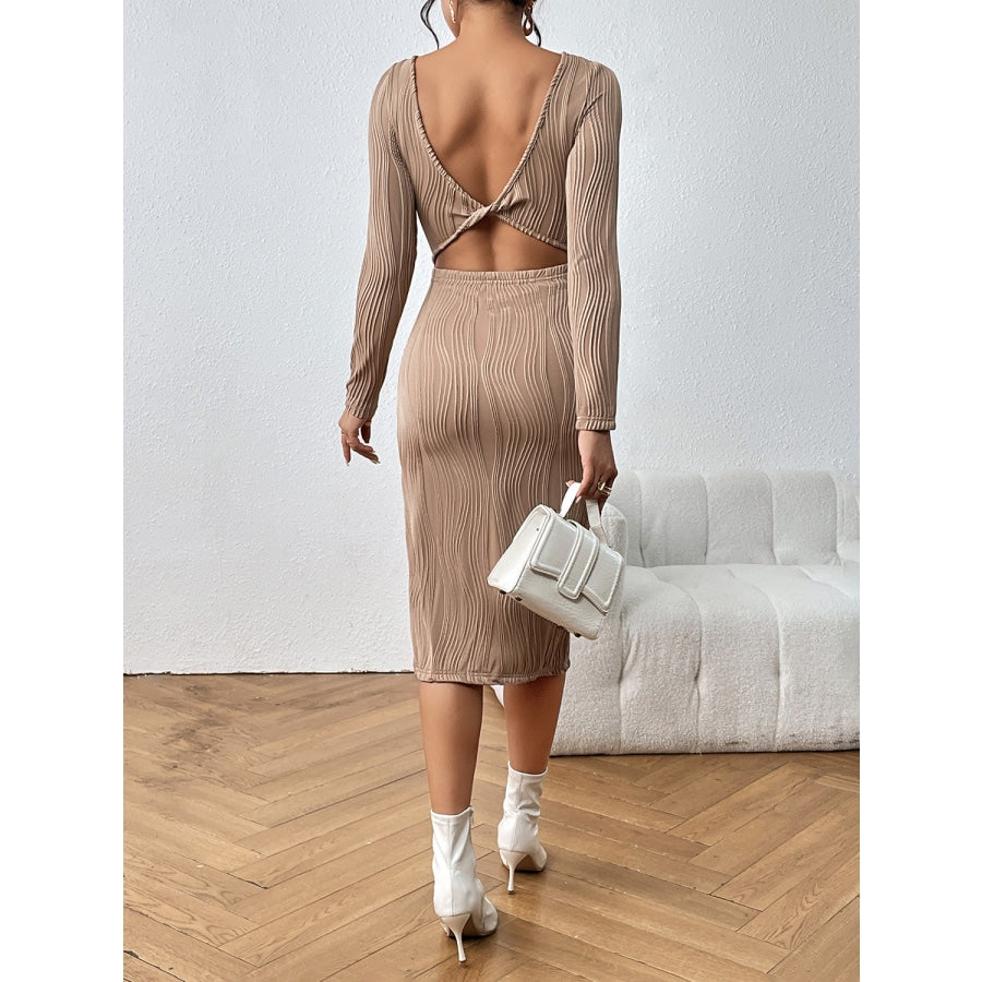 Long Sleeve Slit Midi Dress