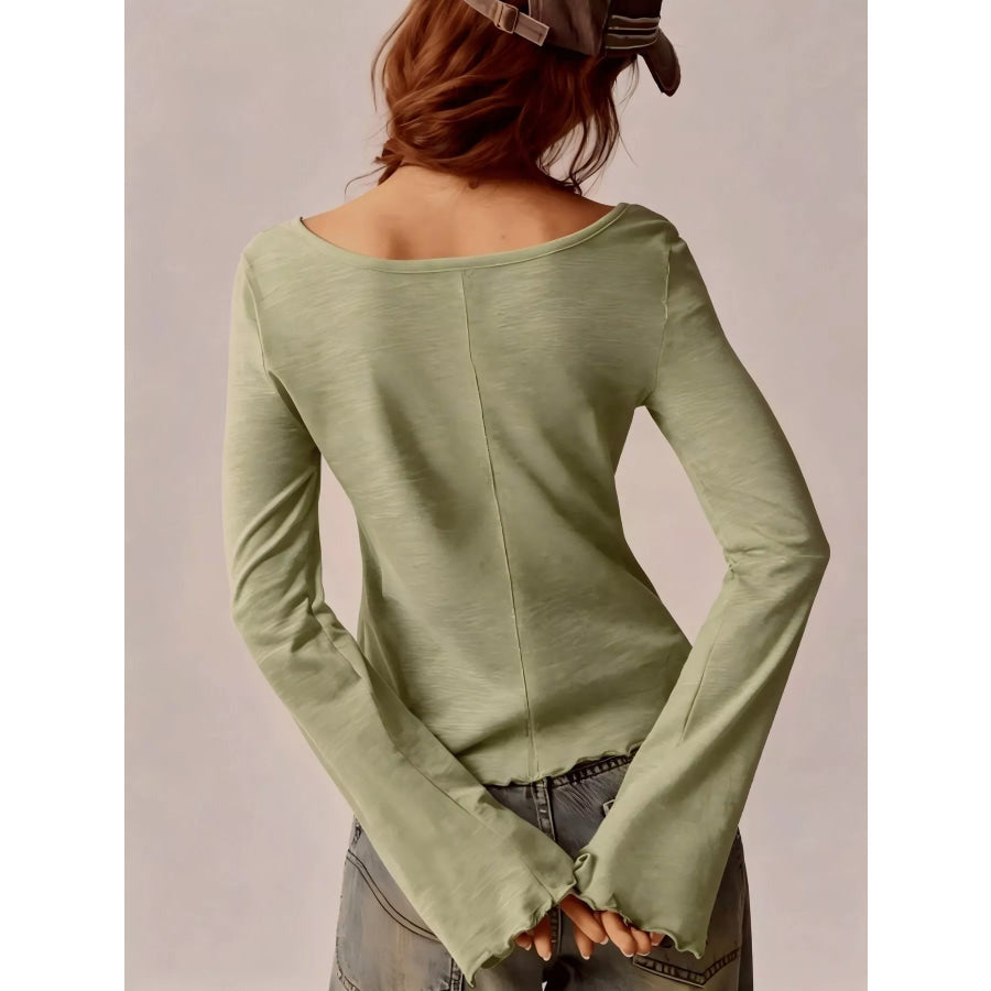 Long Sleeve Square Neck Slim-Fit T-Shirt Apparel and Accessories