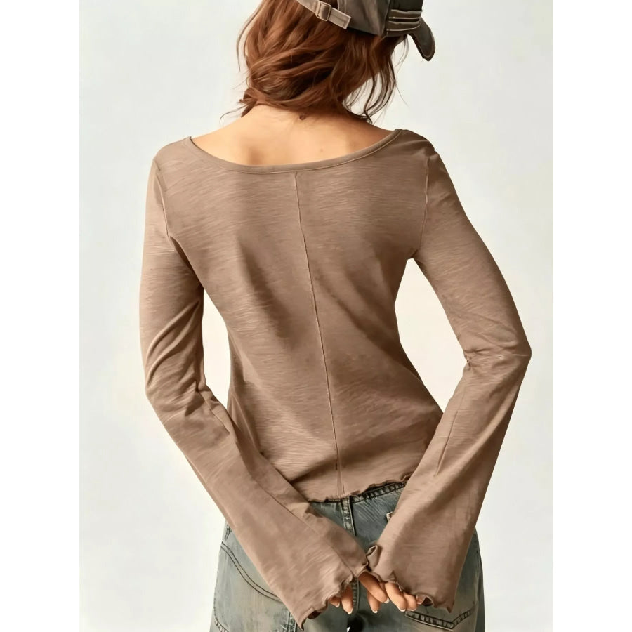 Long Sleeve Square Neck Slim-Fit T-Shirt Apparel and Accessories