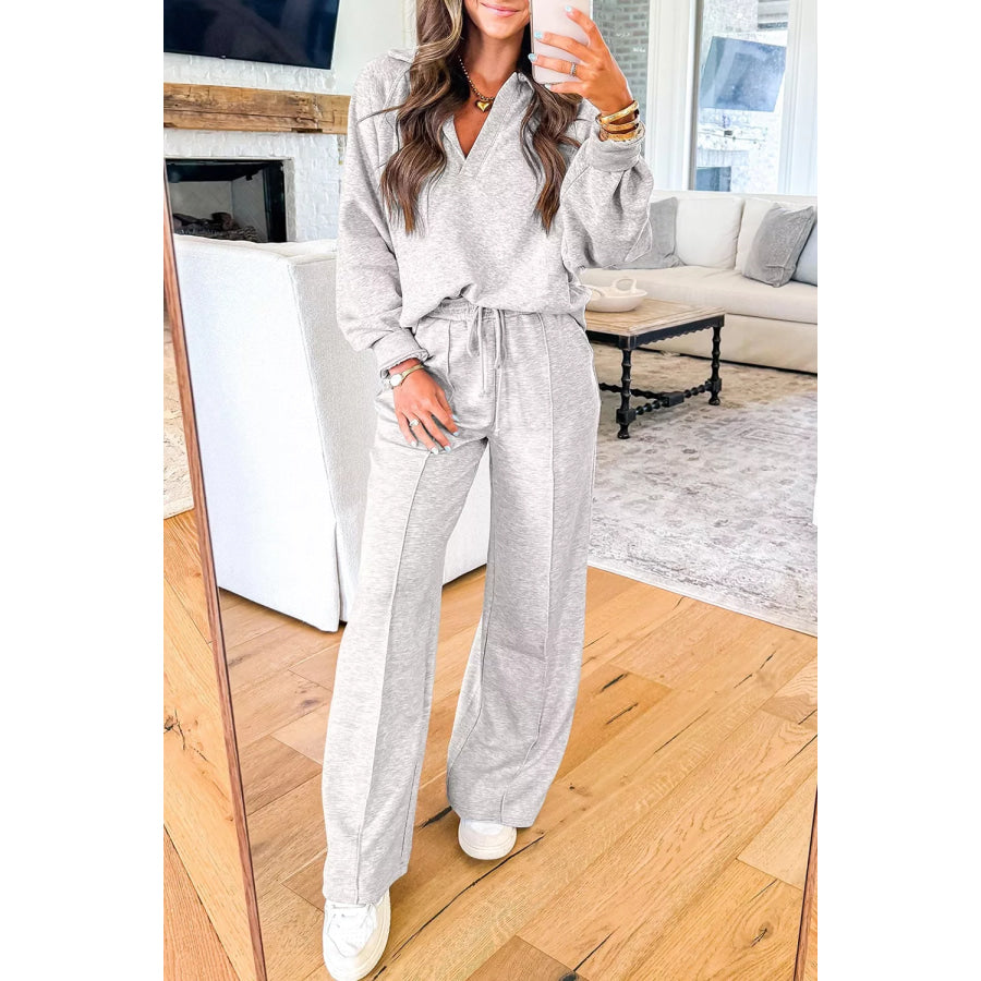 Long Sleeve Sweatshirt and Pants Set Apparel and Accessories
