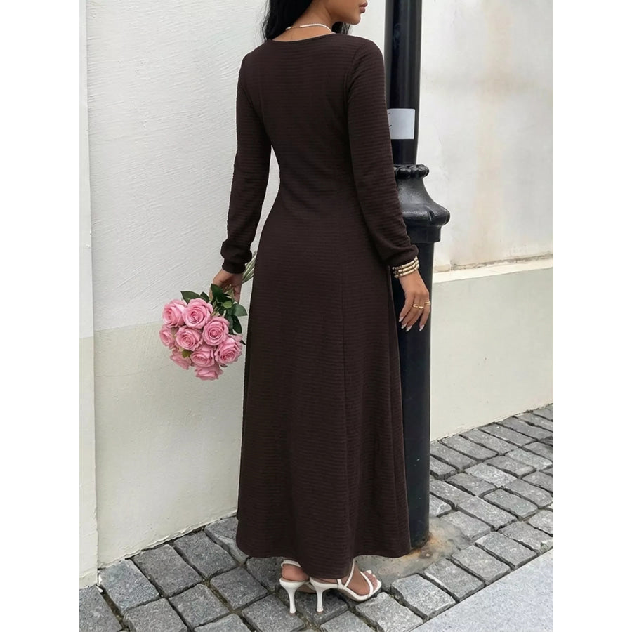 Long Sleeve Tie-Front Maxi Dress Apparel and Accessories