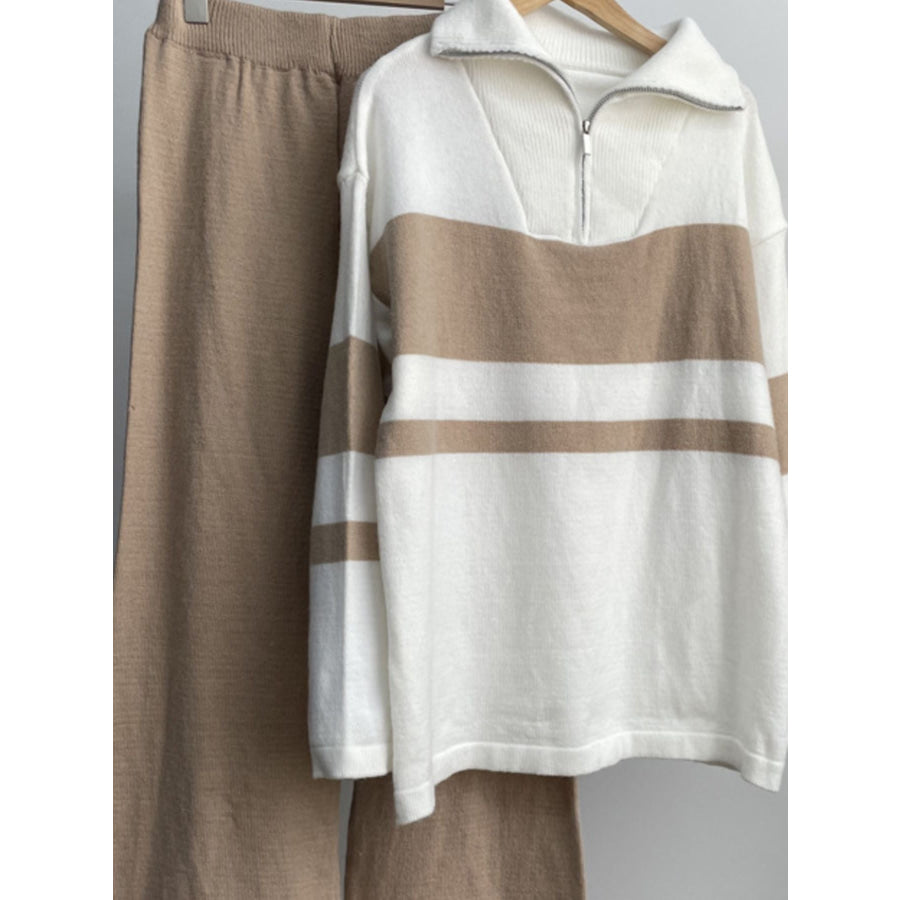 Long Sleeve Top and Pants Sweater Set Apparel and Accessories