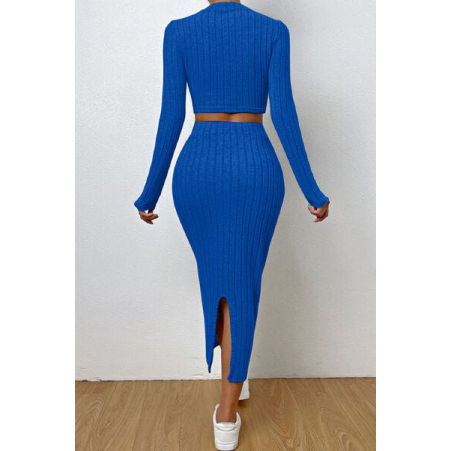 Long Sleeve Top and Wrap Skirt Set Apparel Accessories