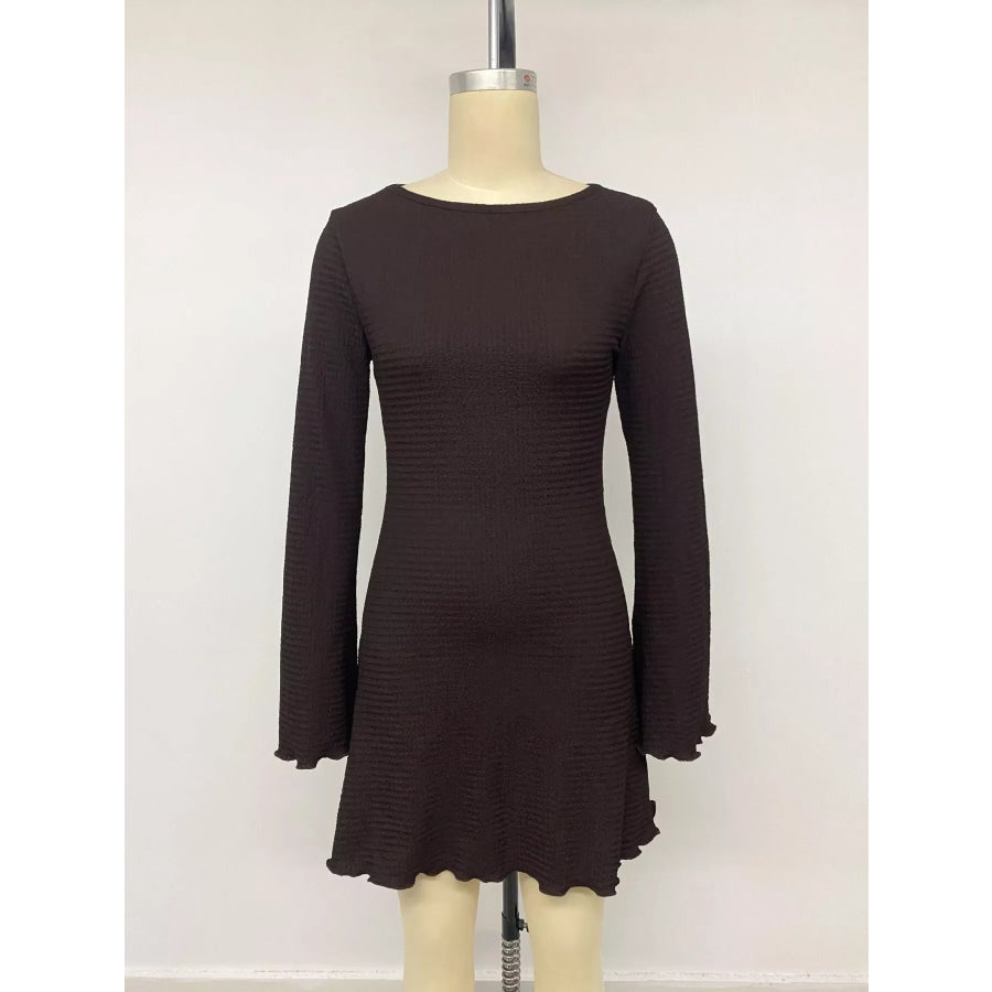 Long-Sleeve Waffle Knit Bodycon Mini Dress Apparel and Accessories