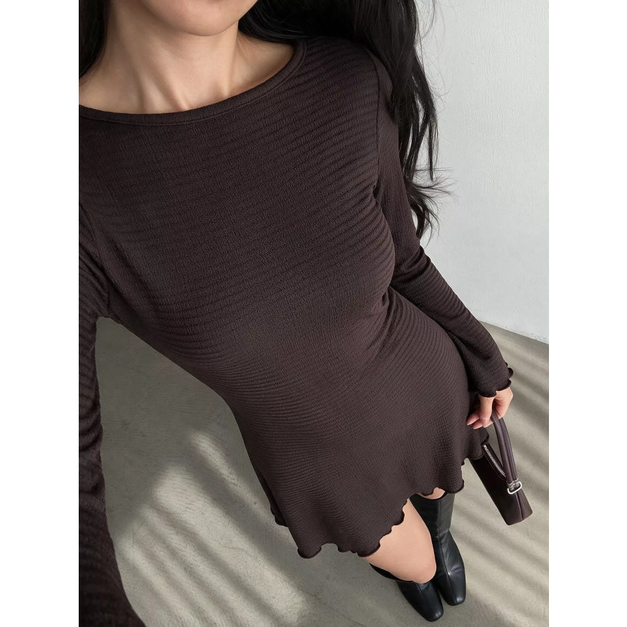 Long-Sleeve Waffle Knit Bodycon Mini Dress Apparel and Accessories