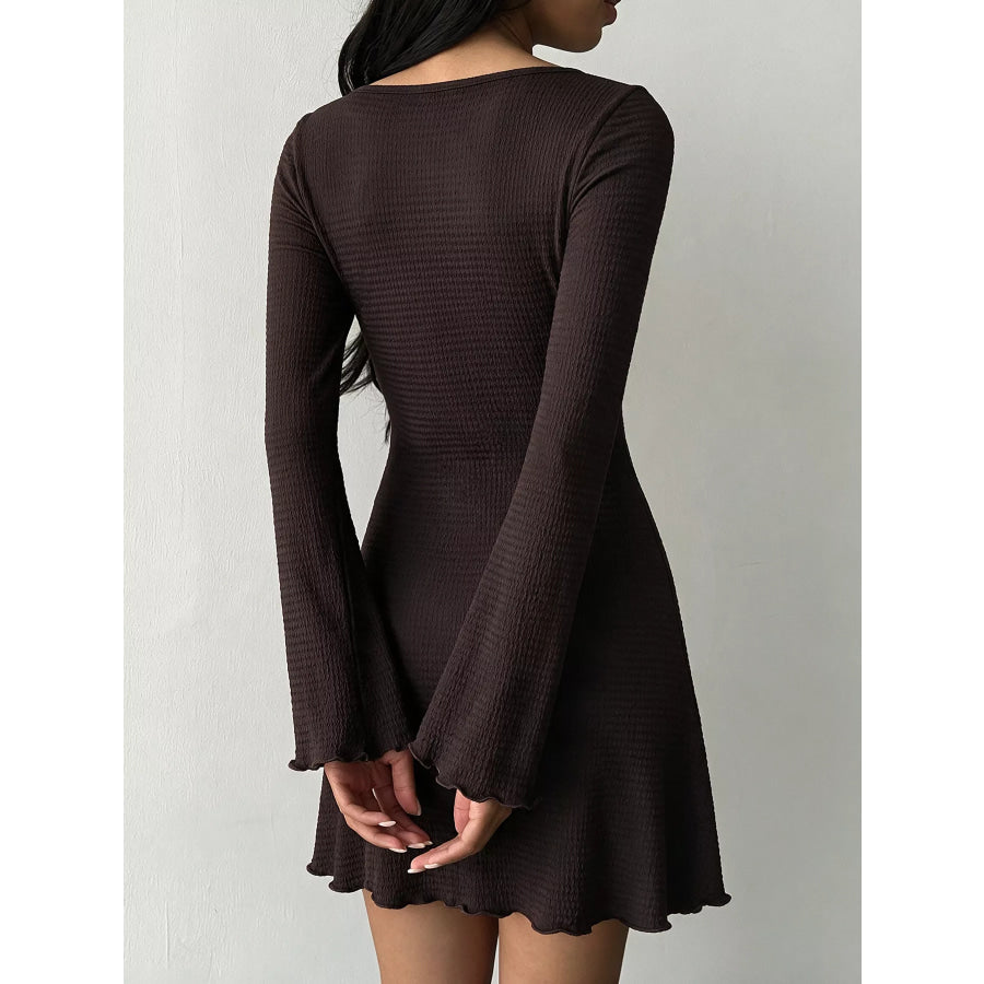 Long-Sleeve Waffle Knit Bodycon Mini Dress Apparel and Accessories