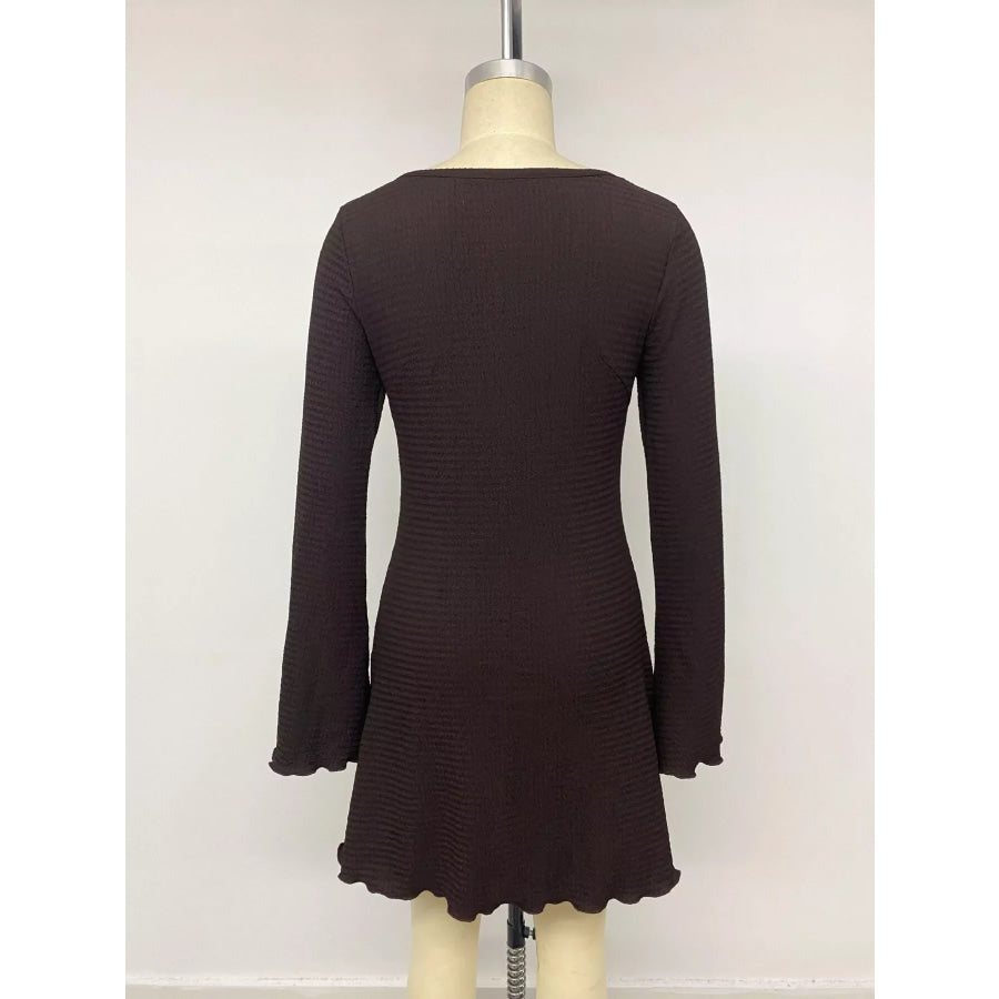 Long-Sleeve Waffle Knit Bodycon Mini Dress Apparel and Accessories
