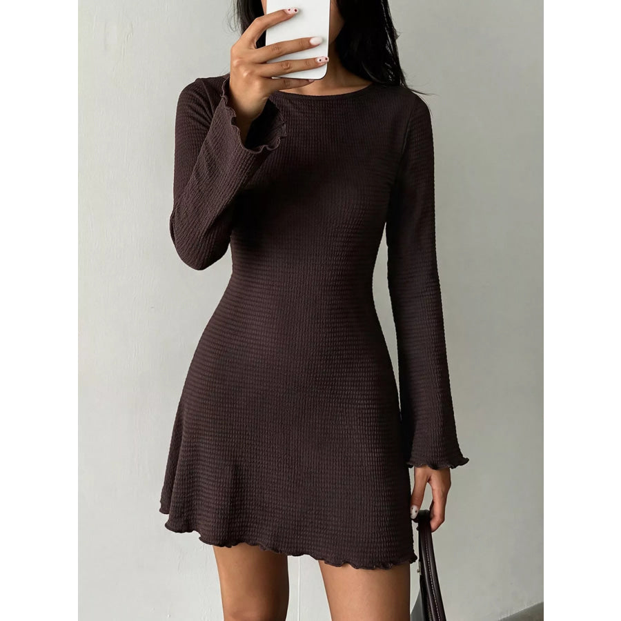 Long-Sleeve Waffle Knit Bodycon Mini Dress Apparel and Accessories