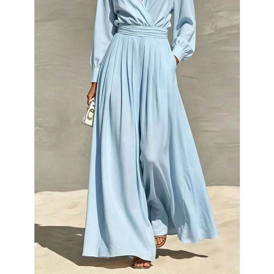 Long Sleeve Wide-Leg Jumpsuit Apparel and Accessories