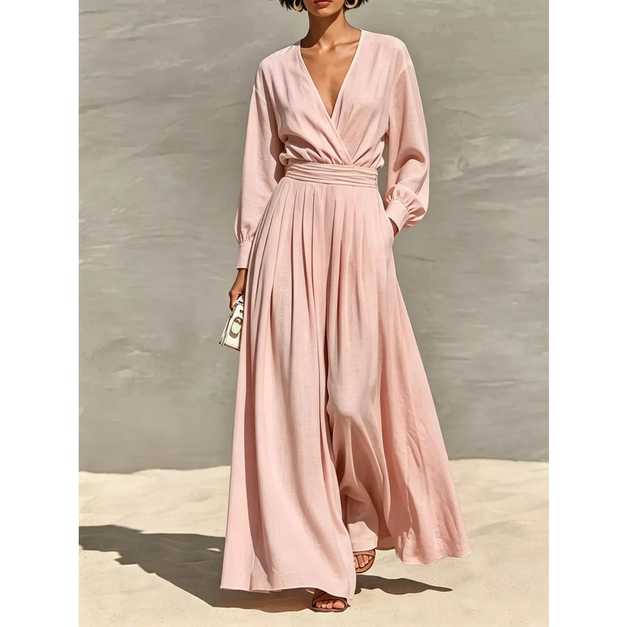 Long Sleeve Wide-Leg Jumpsuit Apparel and Accessories