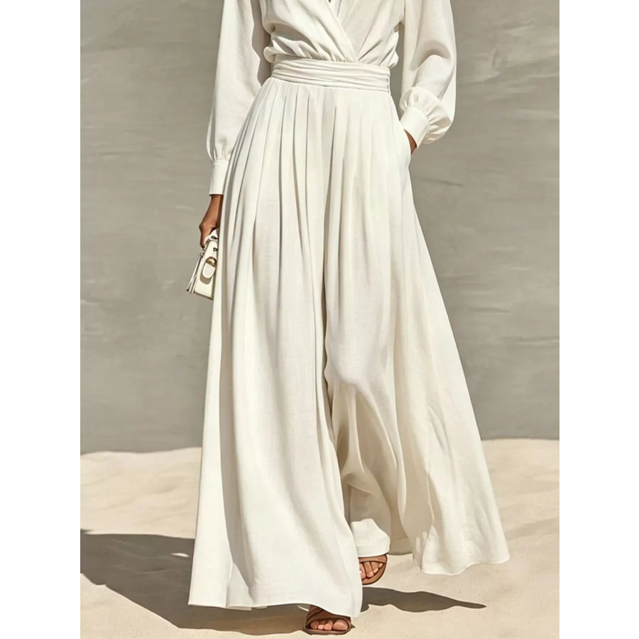 Long Sleeve Wide-Leg Jumpsuit Apparel and Accessories