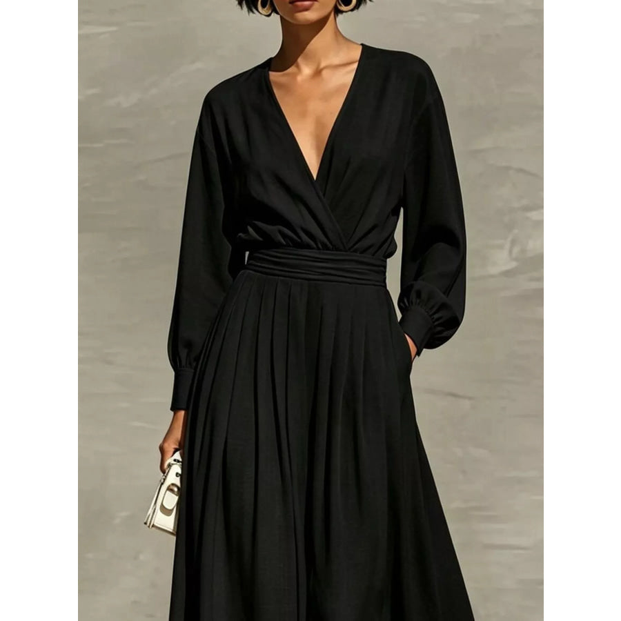 Long Sleeve Wide-Leg Jumpsuit Black / S Apparel and Accessories