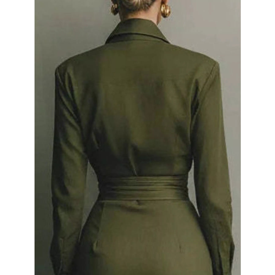 Long-Sleeve Wrap Midi Shirt Dress Apparel and Accessories