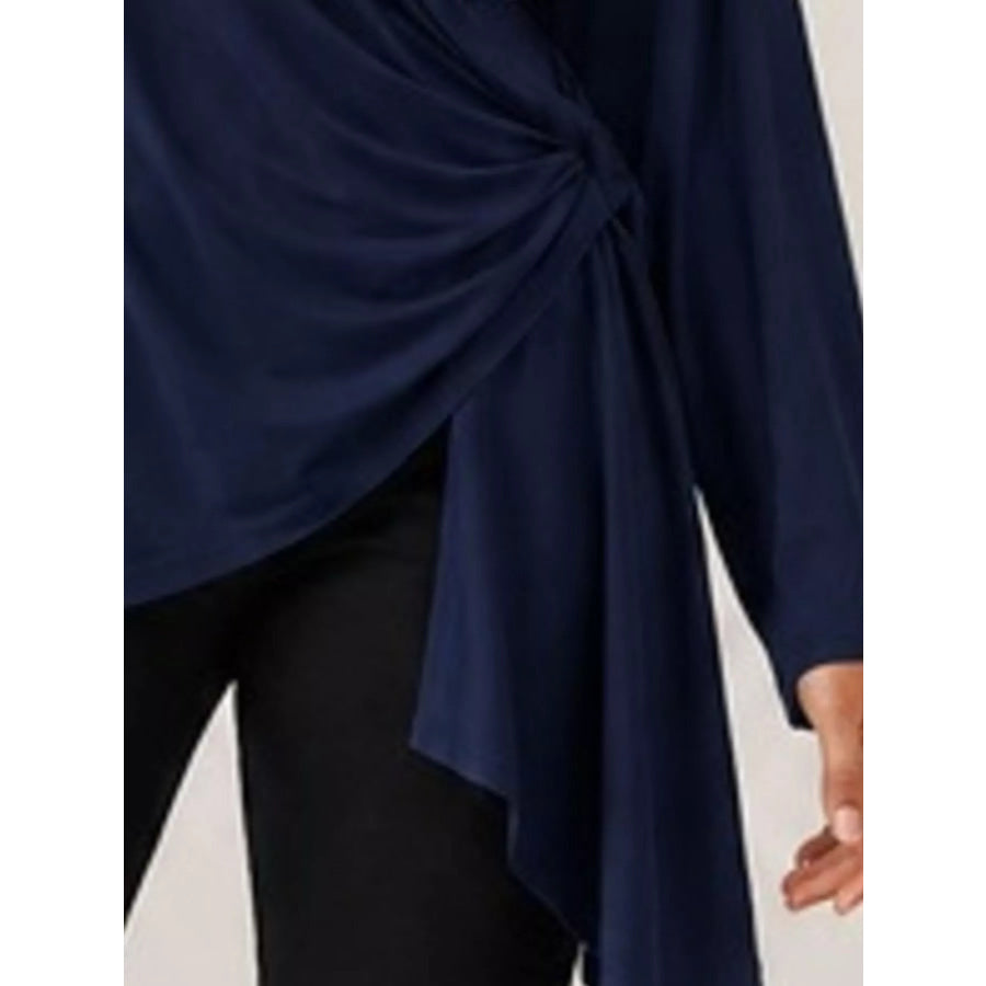Long Sleeve Wrap T-Shirt with Side Knot Detail Apparel and Accessories