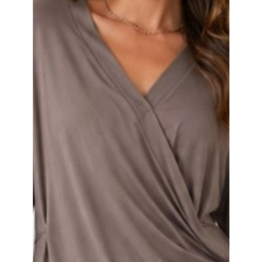 Long Sleeve Wrap T-Shirt with Side Knot Detail Apparel and Accessories