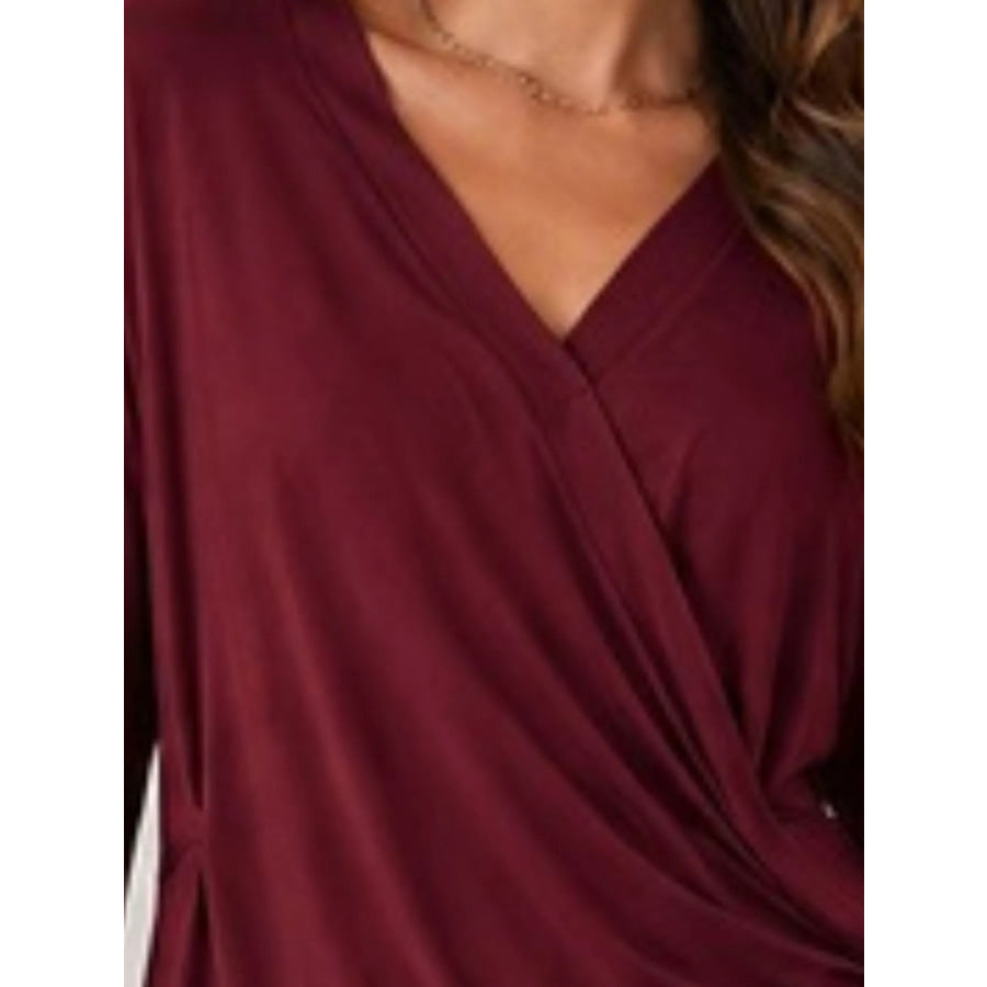 Long Sleeve Wrap T-Shirt with Side Knot Detail Apparel and Accessories