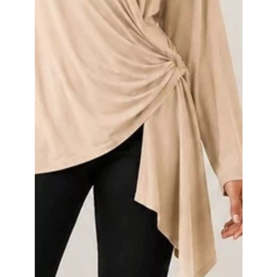 Long Sleeve Wrap T-Shirt with Side Knot Detail Apparel and Accessories
