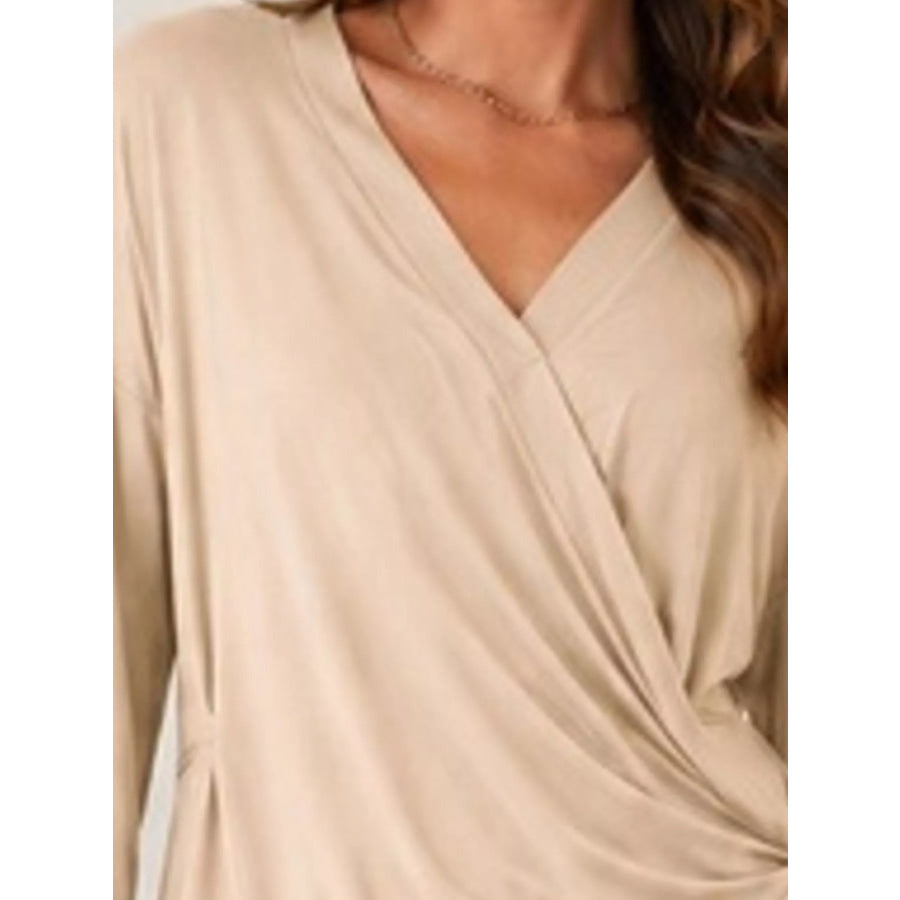 Long Sleeve Wrap T-Shirt with Side Knot Detail Apparel and Accessories