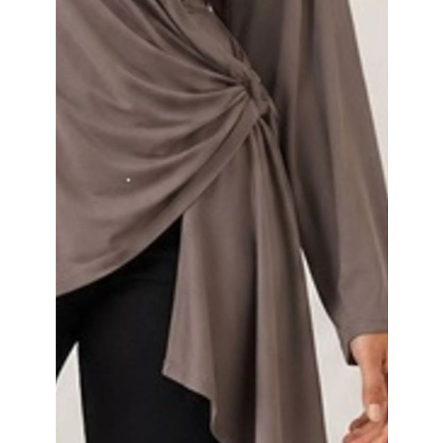 Long Sleeve Wrap T-Shirt with Side Knot Detail Apparel and Accessories