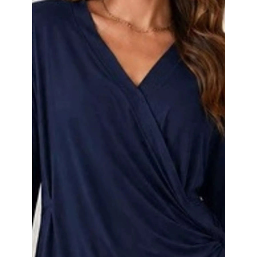 Long Sleeve Wrap T-Shirt with Side Knot Detail Apparel and Accessories