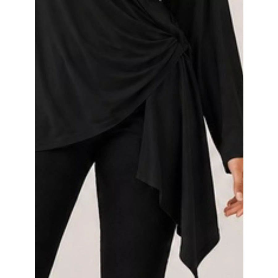 Long Sleeve Wrap T-Shirt with Side Knot Detail Apparel and Accessories