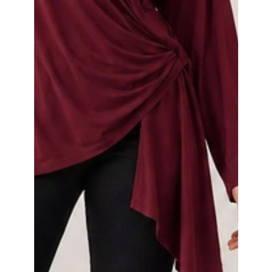 Long Sleeve Wrap T-Shirt with Side Knot Detail Apparel and Accessories