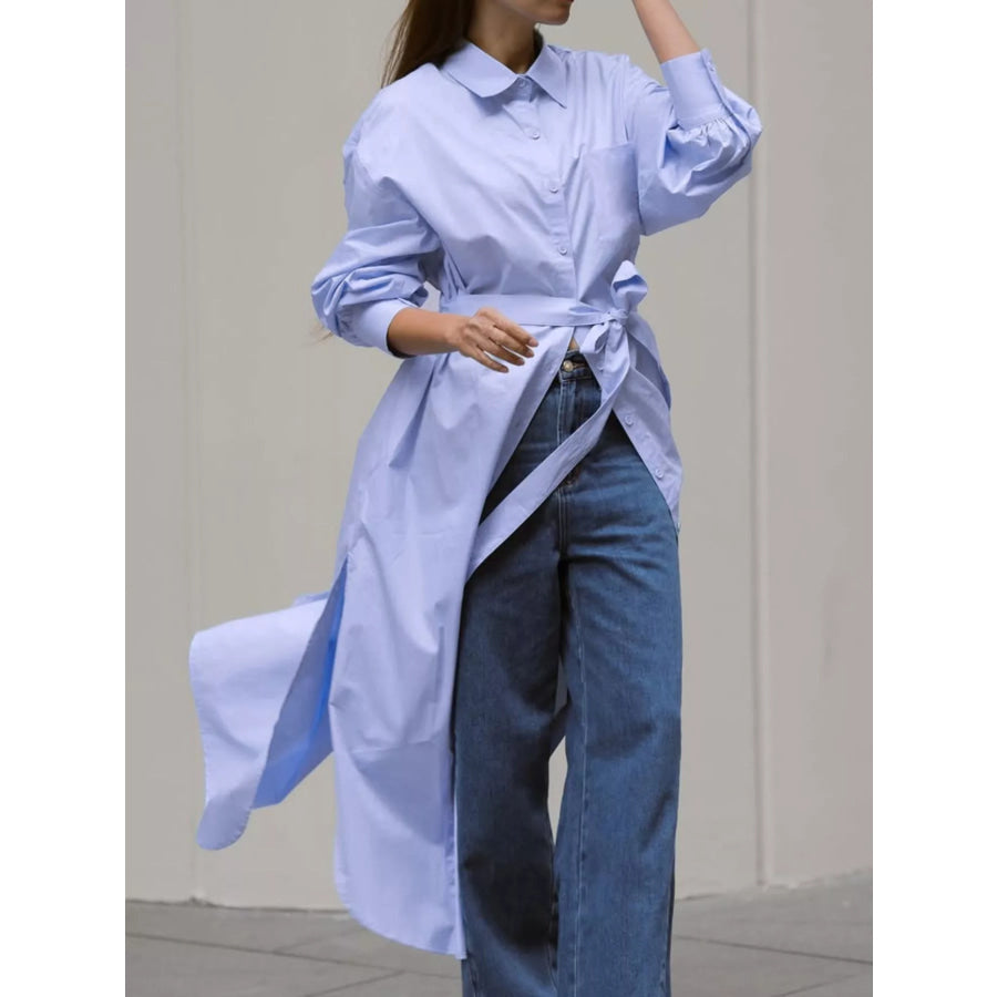 Longline Button-Down Shirt Apparel and Accessories