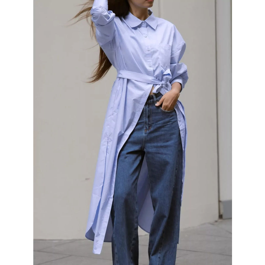 Longline Button-Down Shirt Apparel and Accessories