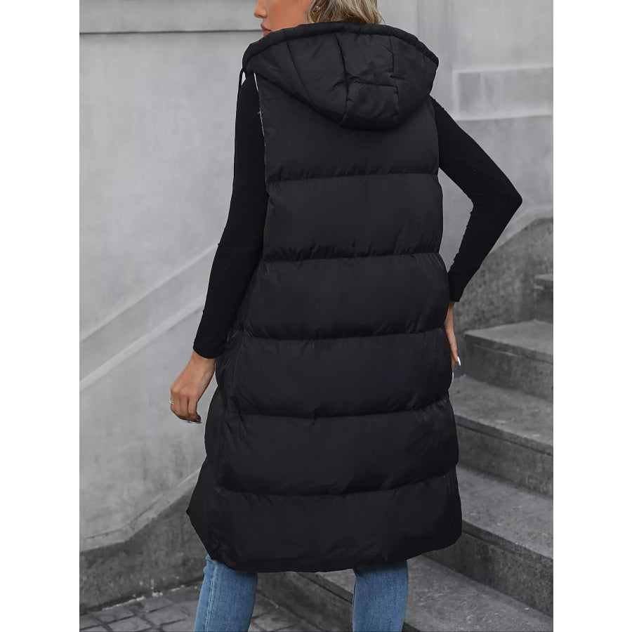Longline Padded Hooded Vest Coat Apparel and Accessories