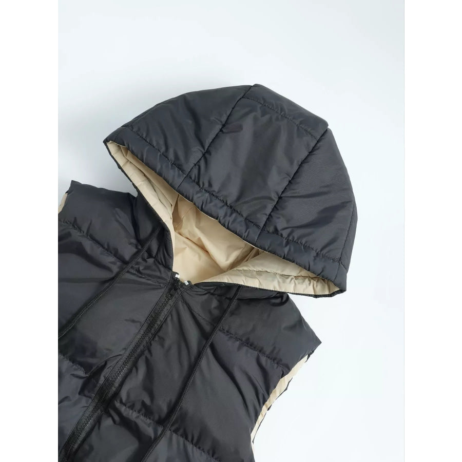 Longline Padded Hooded Vest Coat Apparel and Accessories