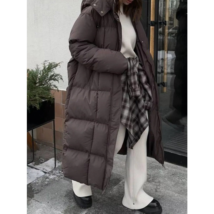 Longline Padded Winter Coat with Belted Apparel and Accessories