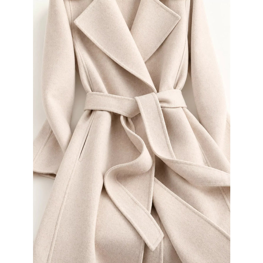 Longline Wool Coat with Waist-Defining Belt Apparel and Accessories