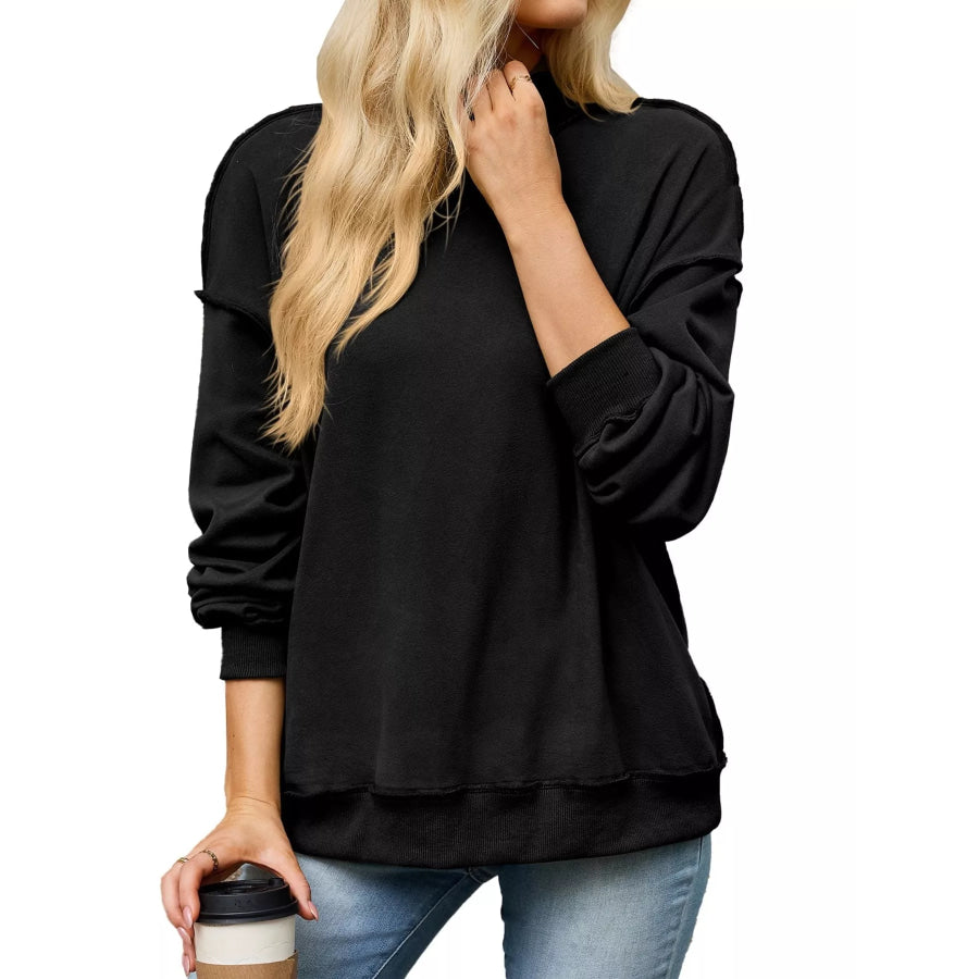 Loose Fit Crew Neck Sweatshirt Black / S Apparel and Accessories