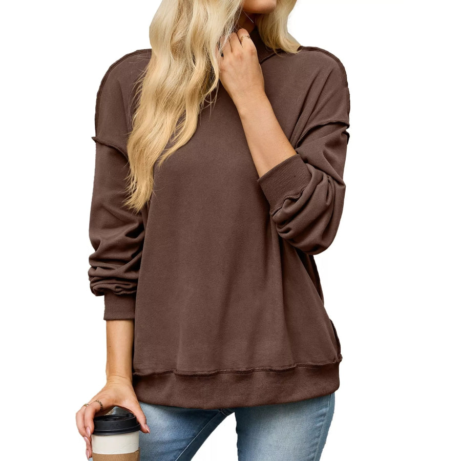 Loose Fit Crew Neck Sweatshirt Brown / S Apparel and Accessories