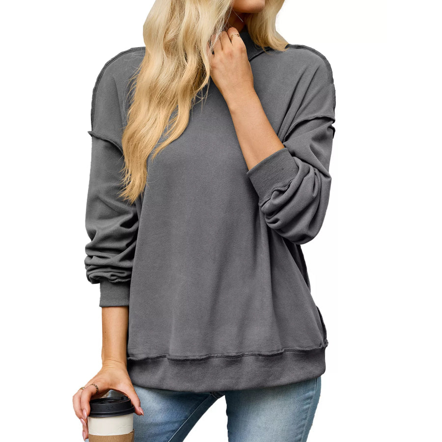 Loose Fit Crew Neck Sweatshirt Gray / S Apparel and Accessories
