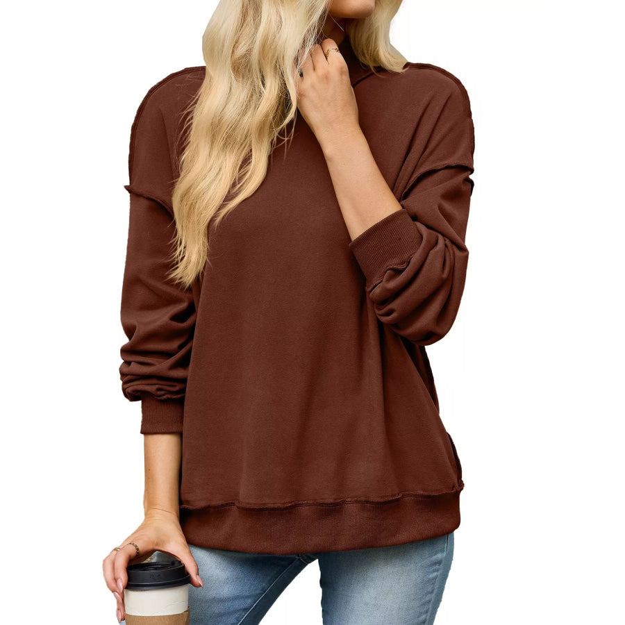 Loose Fit Crew Neck Sweatshirt Red / S Apparel and Accessories