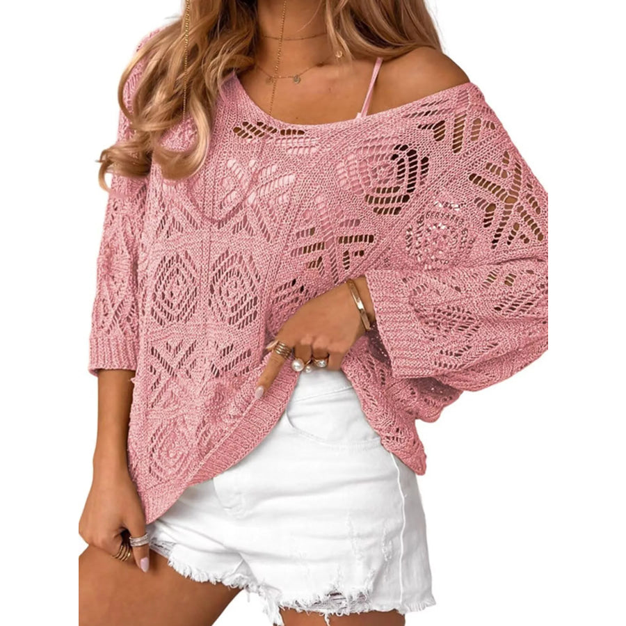 Loose Fit Crochet Knit Cover-Up Apparel and Accessories