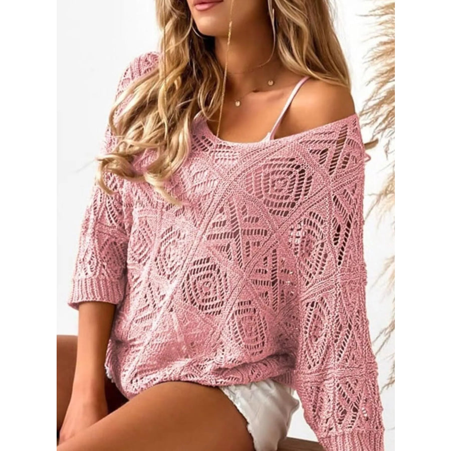 Loose Fit Crochet Knit Cover-Up Apparel and Accessories