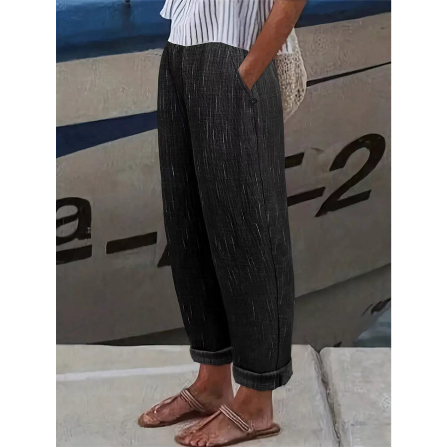 Loose Fit Cropped Pants Apparel and Accessories