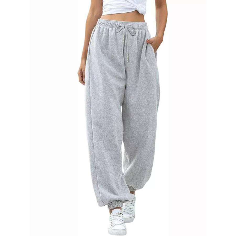 Loose Fit Drawstring Joggers Light Gray / S Apparel and Accessories